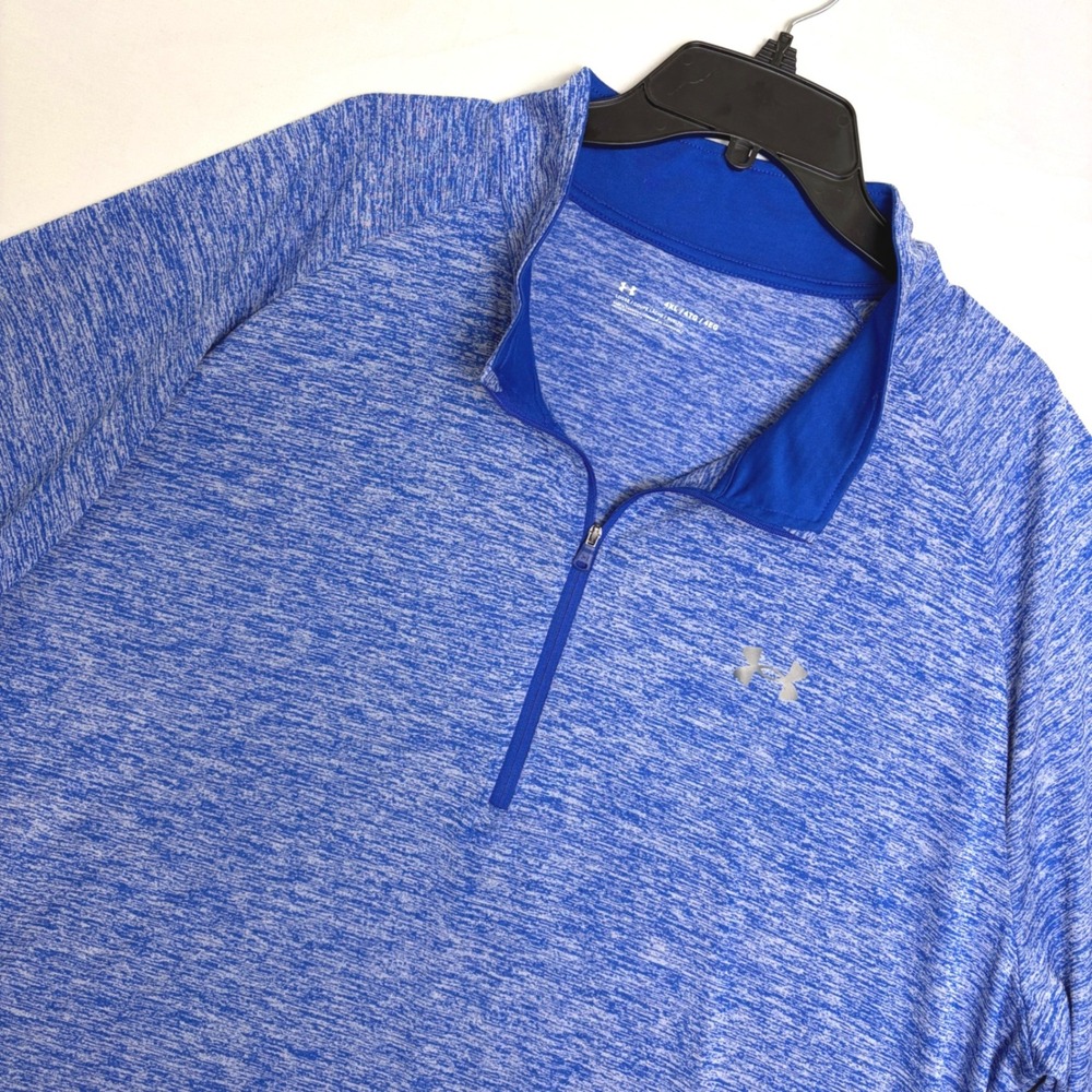 Under Armour Mens 4XL Blue Space Dye Tech 1/2 Zip Pullover Long Sleeve Shirt - Picture 3 of 8